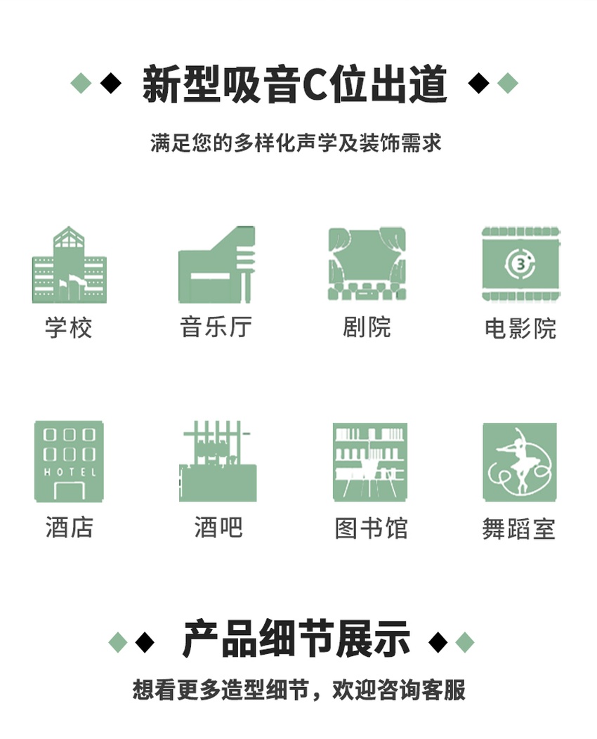 3D聚酯纖維吸音板適用場所