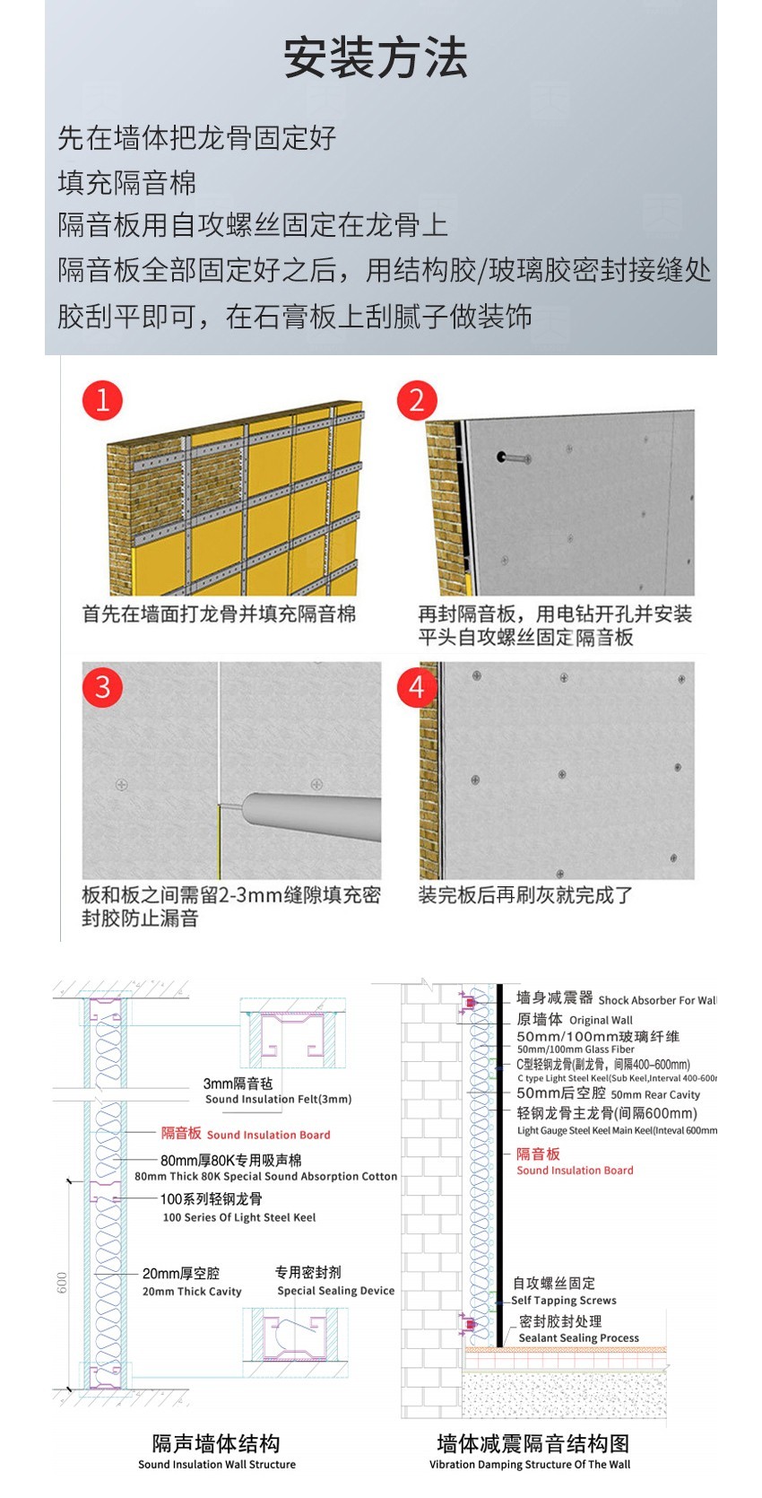 隔音板安裝方法